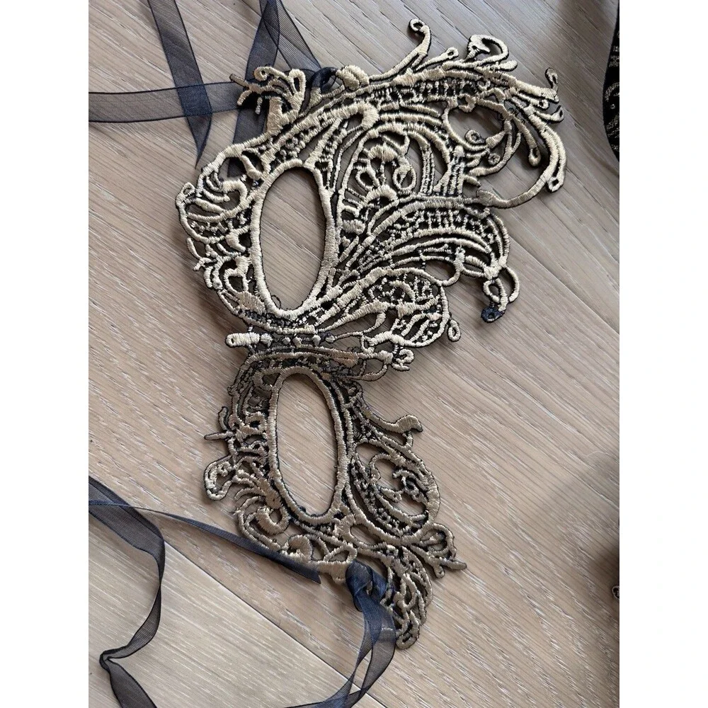 3 Black Gold Masquerade Masks Cosplay Mardi Gras Prom Dance Birthday Bundle
